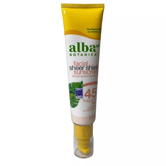 Alba Botanica Facial Sheer Shield Sunscreen SPF 45 Lotion Fragrance Free - Picture 1 of 4